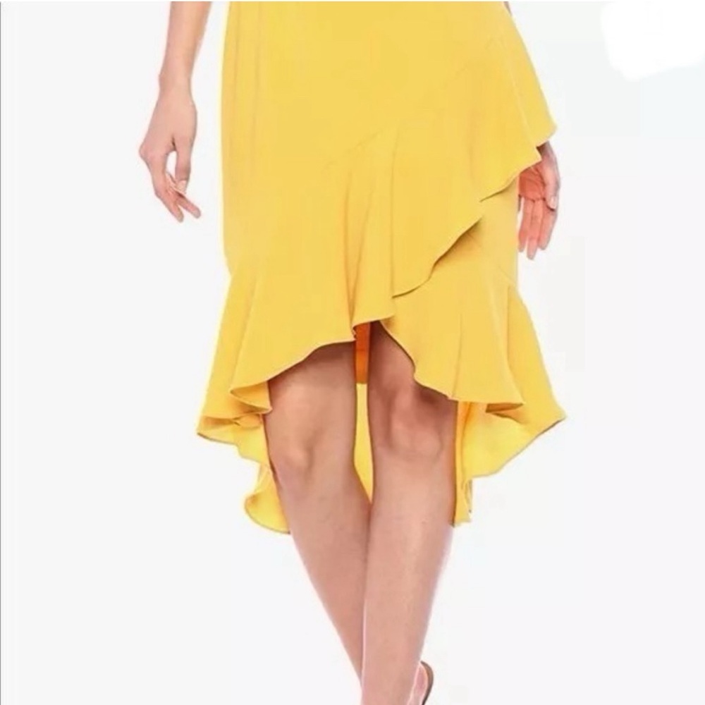 Dress the population XXS Wendy dress canary midi ruffle high low hem event dress - Picture 4 of 17